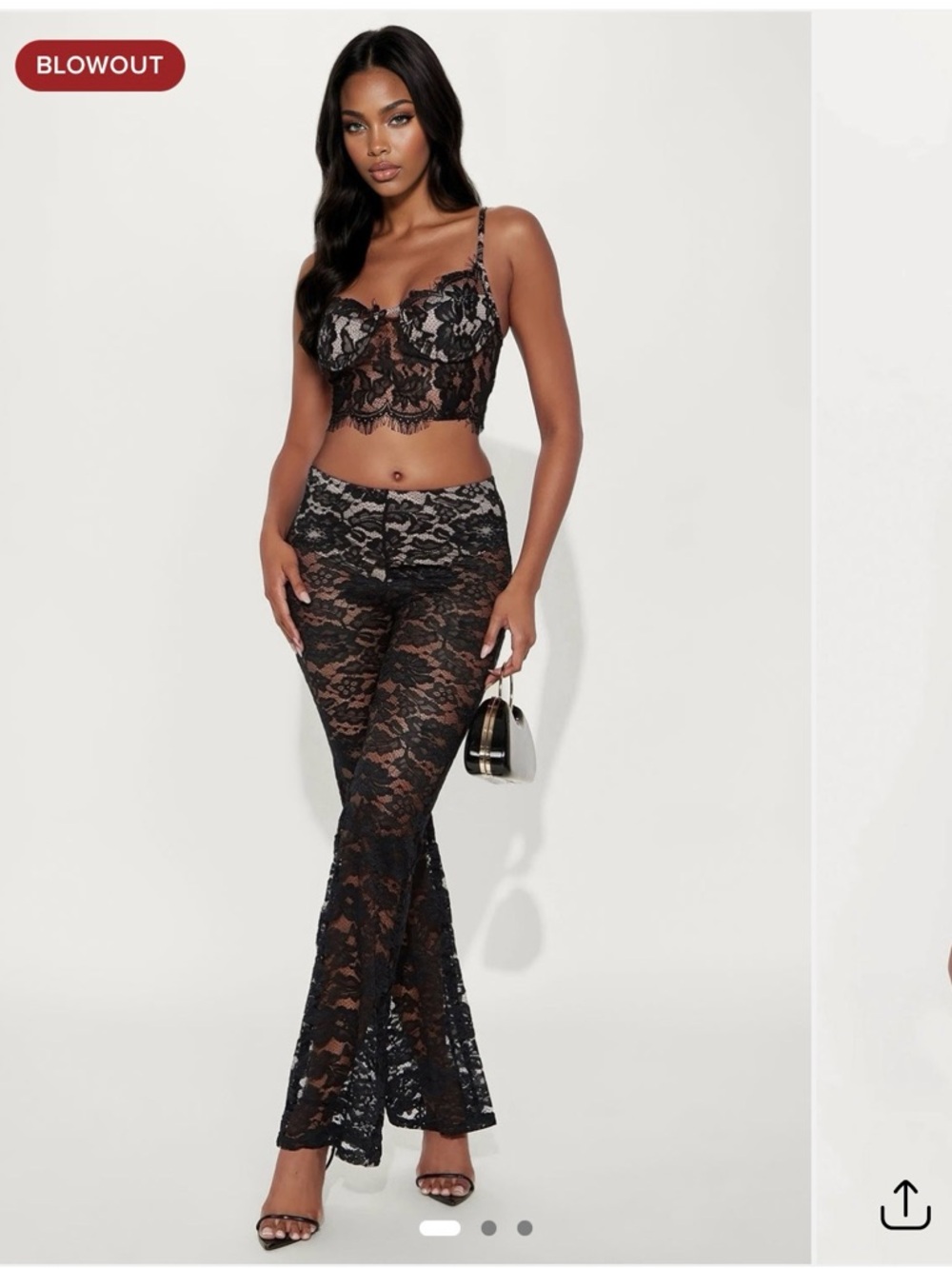 Fashion Nova Black Lace Bootcut Sheer Pants set! NWT!
